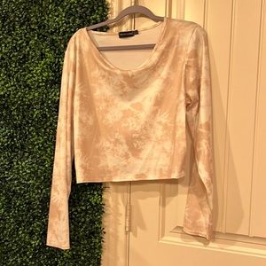 Tan marble crop top